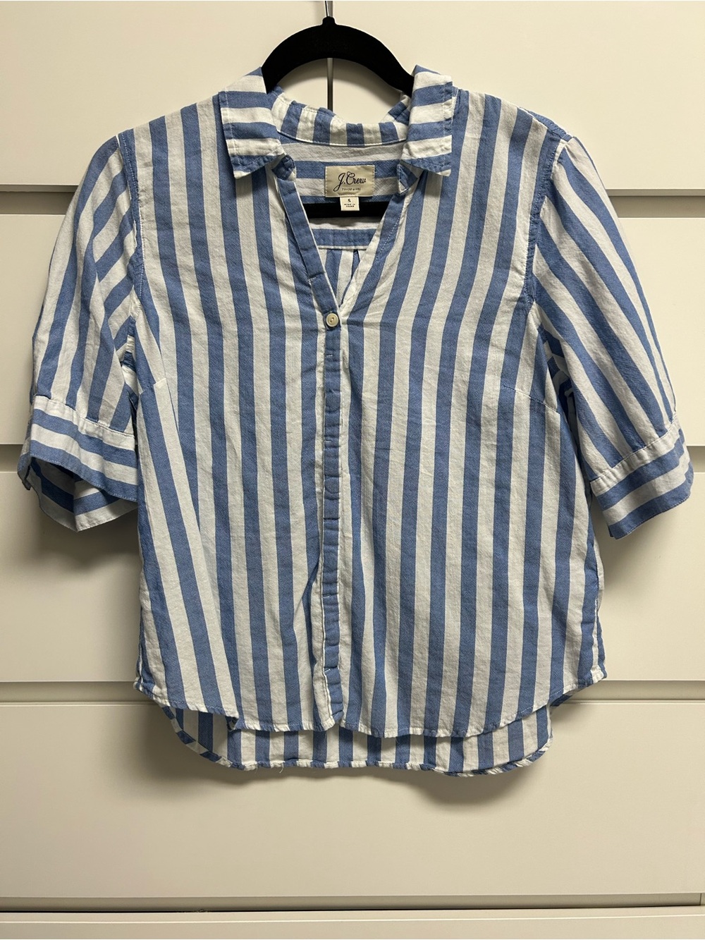 J. Crew Blue and White Vertical Stripe Button Shirt (B1)